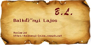 Balkányi Lajos névjegykártya